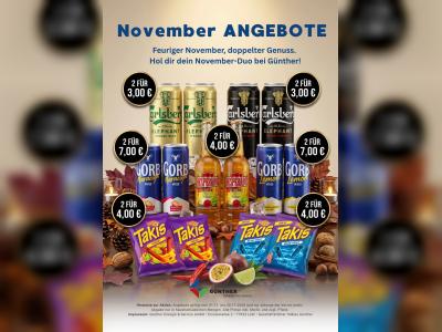 November-Duo bei Günther: Elephant, Desperados, Gorb und Takis im Doppelpack